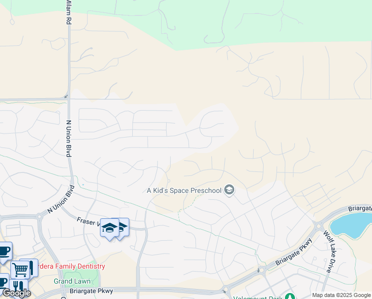 map of restaurants, bars, coffee shops, grocery stores, and more near 5342 Janga Dr in Colorado Springs