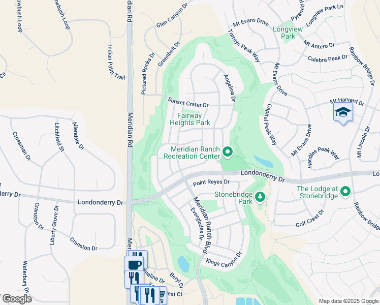 map of restaurants, bars, coffee shops, grocery stores, and more near 12218 Sleeping Bear Road in Peyton