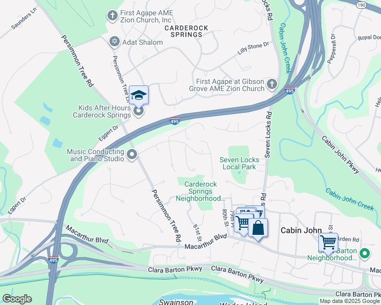 map of restaurants, bars, coffee shops, grocery stores, and more near 8200 Tomlinson Avenue in Bethesda