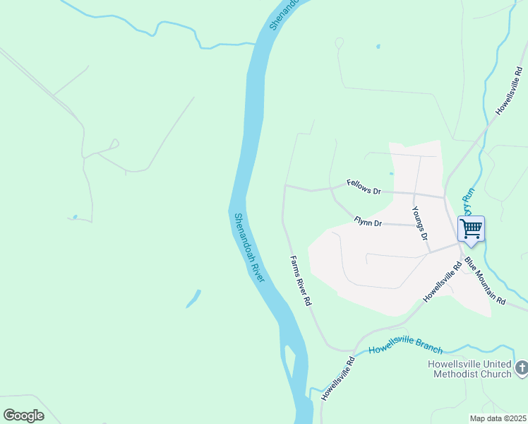 map of restaurants, bars, coffee shops, grocery stores, and more near 537 Farms River Road in Front Royal