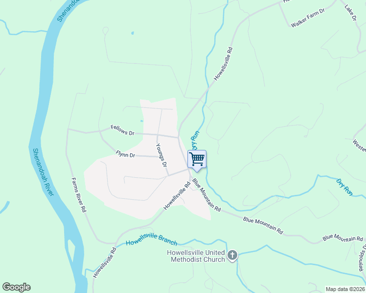 map of restaurants, bars, coffee shops, grocery stores, and more near 3574 Howellsville Road in Front Royal