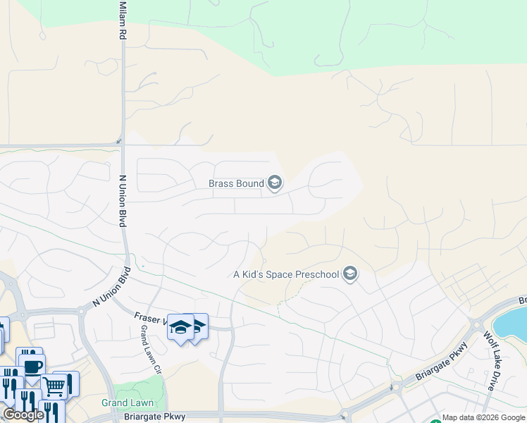 map of restaurants, bars, coffee shops, grocery stores, and more near 5294 Janga Dr in Colorado Springs