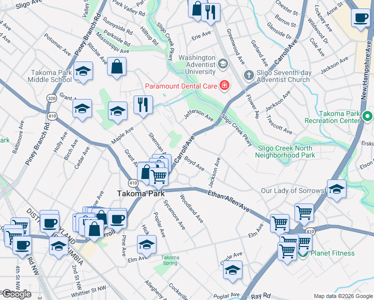 map of restaurants, bars, coffee shops, grocery stores, and more near 101 Independence Avenue Southeast in Washington
