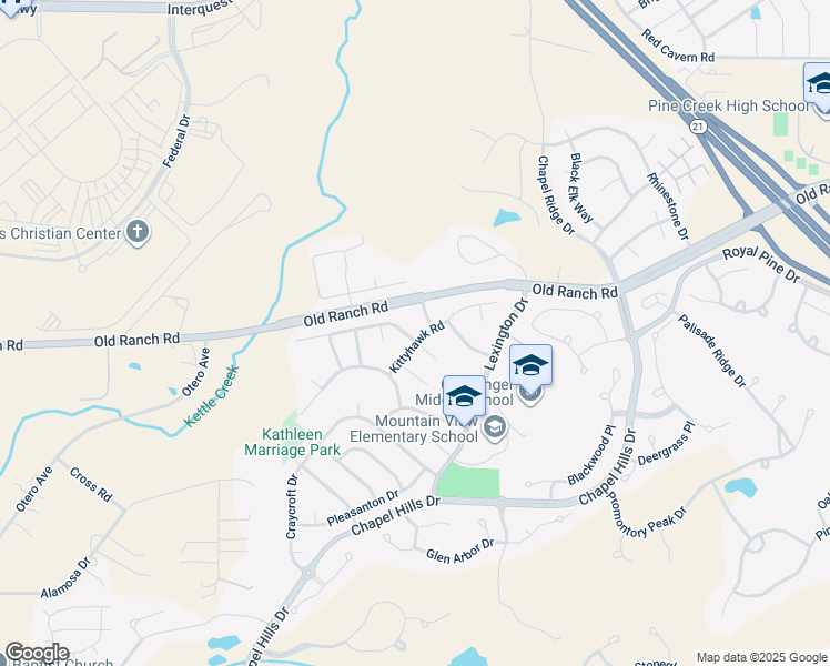 map of restaurants, bars, coffee shops, grocery stores, and more near 2770 Lumberjack Drive in Colorado Springs