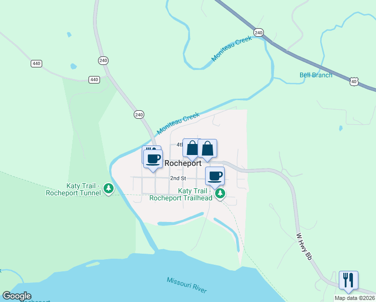 map of restaurants, bars, coffee shops, grocery stores, and more near in Rocheport