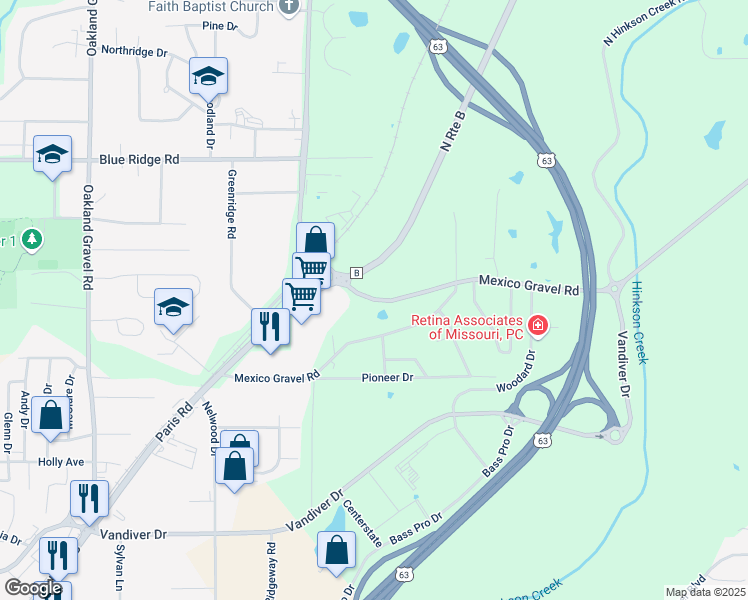 map of restaurants, bars, coffee shops, grocery stores, and more near 3000 East Brown Station Road in Columbia