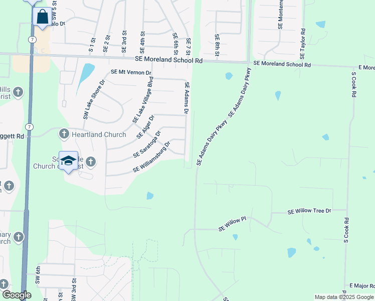 map of restaurants, bars, coffee shops, grocery stores, and more near 3900 Southeast Adams Drive in Blue Springs