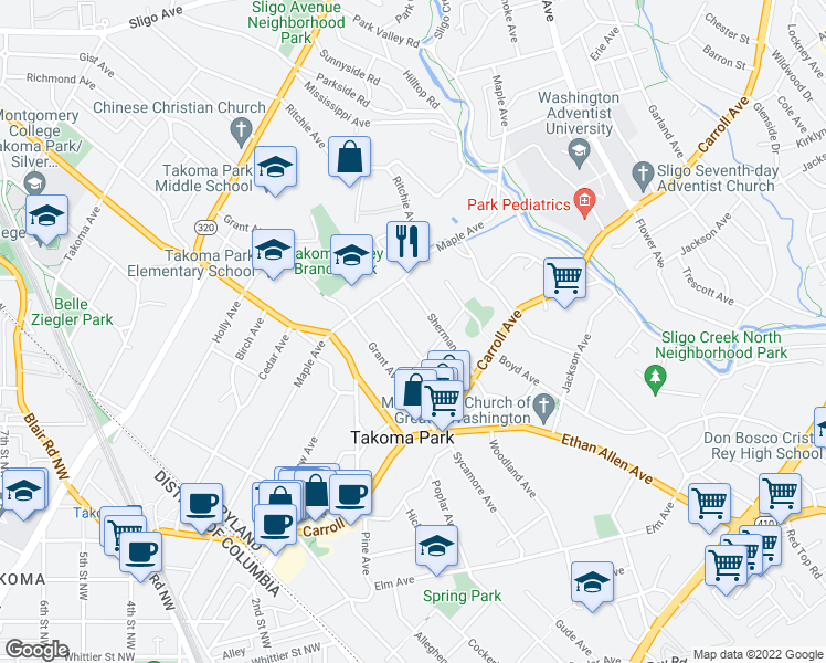 map of restaurants, bars, coffee shops, grocery stores, and more near 101 Independence Avenue Southeast in Washington