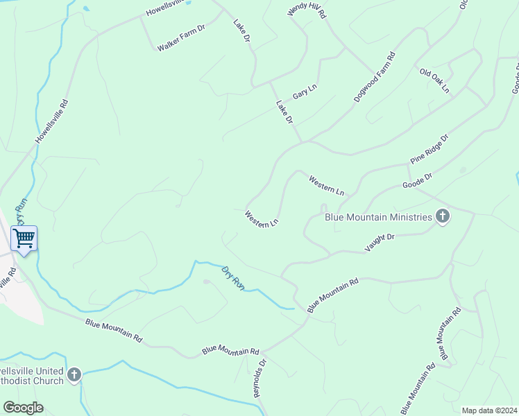 map of restaurants, bars, coffee shops, grocery stores, and more near 556 Western Lane in Front Royal