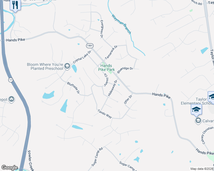 map of restaurants, bars, coffee shops, grocery stores, and more near 23 Juarez Circle in Covington