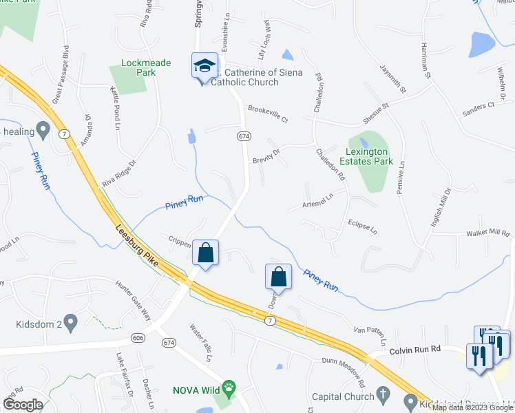 map of restaurants, bars, coffee shops, grocery stores, and more near 1133 Springvale Road in Great Falls