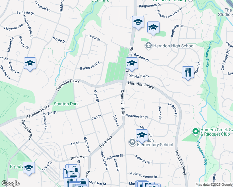 map of restaurants, bars, coffee shops, grocery stores, and more near 776 3rd Street in Herndon