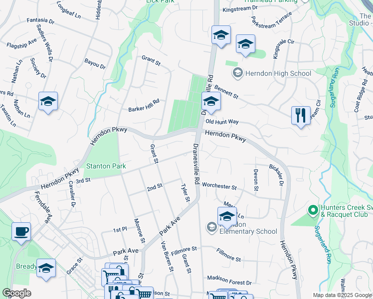 map of restaurants, bars, coffee shops, grocery stores, and more near 776 3rd Street in Herndon