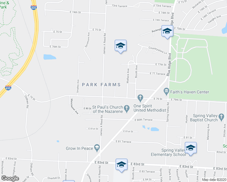 map of restaurants, bars, coffee shops, grocery stores, and more near 7830 Donnelly Avenue in Kansas City