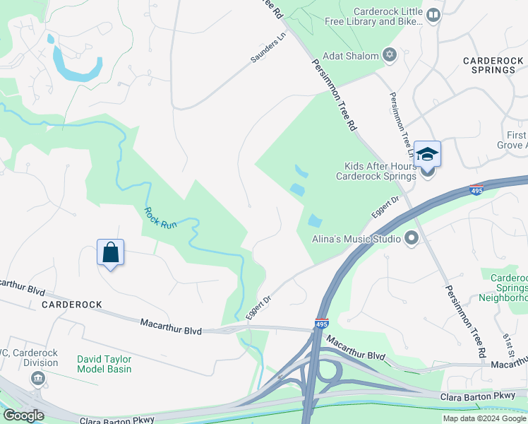 map of restaurants, bars, coffee shops, grocery stores, and more near 6836 Capri Place in Bethesda