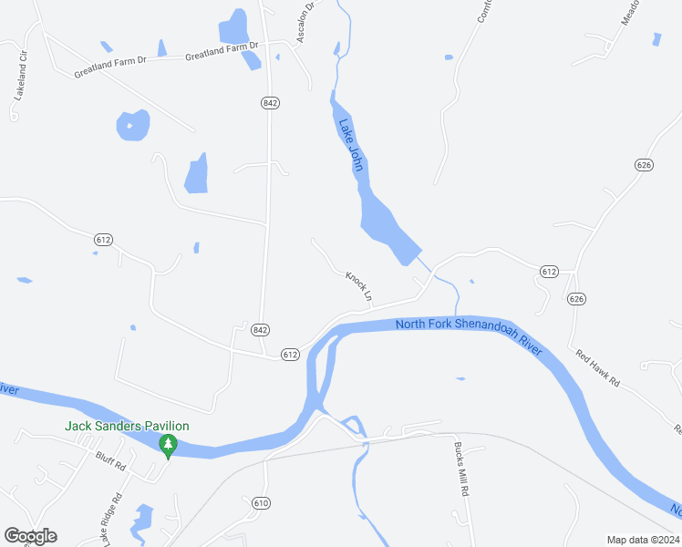 map of restaurants, bars, coffee shops, grocery stores, and more near Knock Lane in Warren County