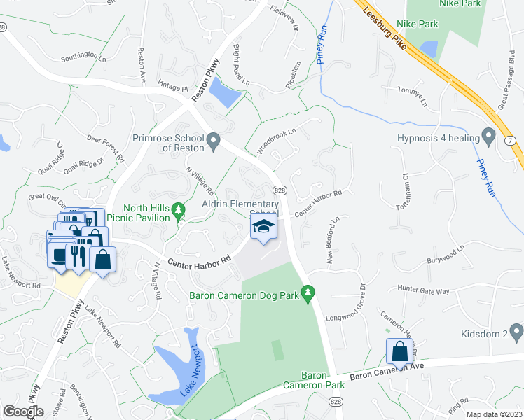map of restaurants, bars, coffee shops, grocery stores, and more near 1308 Garden Wall Circle in Reston
