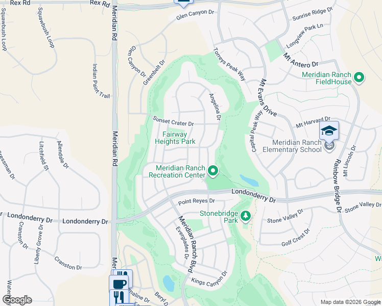 map of restaurants, bars, coffee shops, grocery stores, and more near 12275 Sleeping Bear Road in Peyton
