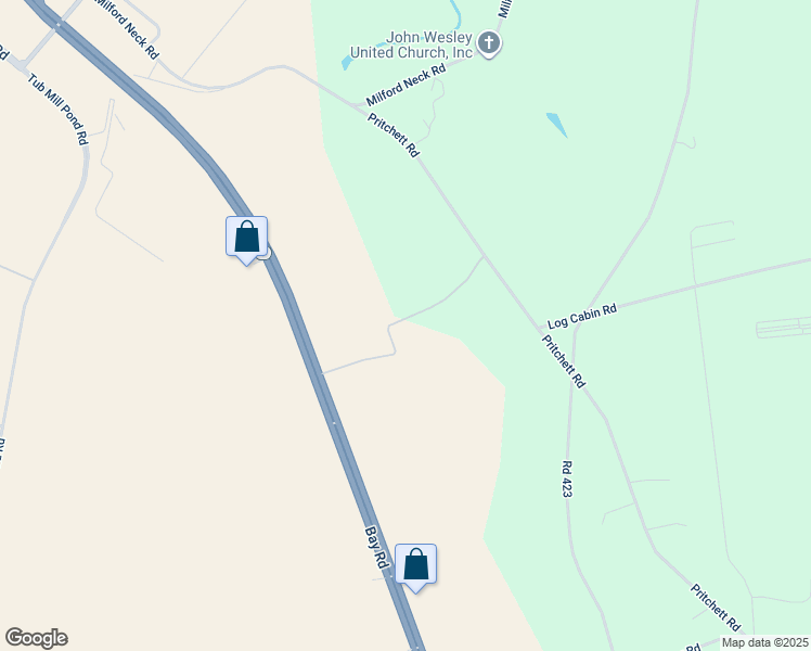 map of restaurants, bars, coffee shops, grocery stores, and more near 985 Pritchett Road in Milford