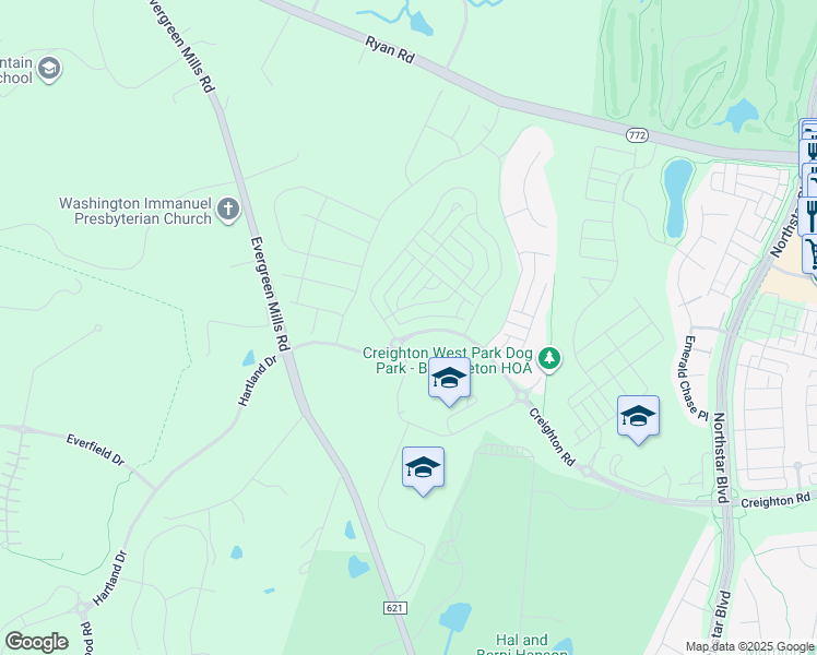 map of restaurants, bars, coffee shops, grocery stores, and more near 42048 Creighton Road in Brambleton