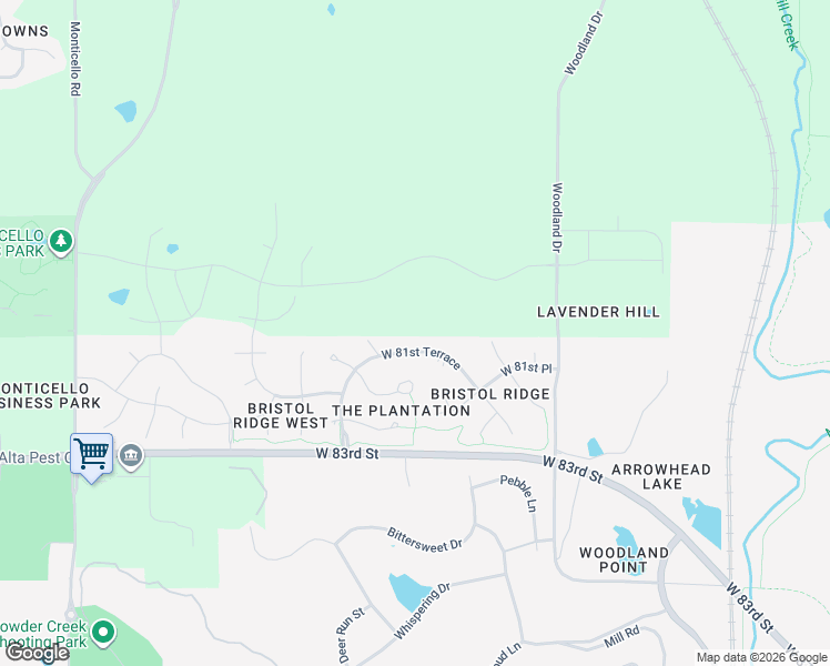 map of restaurants, bars, coffee shops, grocery stores, and more near 21204 West 81st Terrace in Lenexa