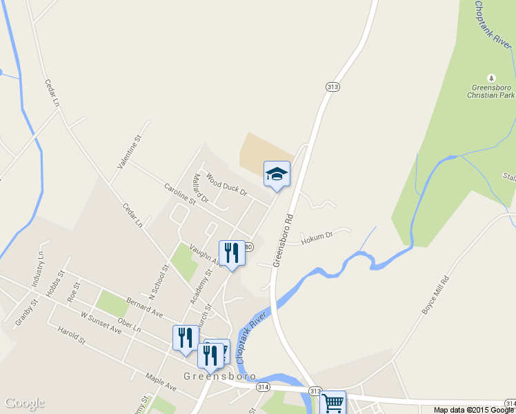 map of restaurants, bars, coffee shops, grocery stores, and more near 107 Wood Duck Drive in Greensboro