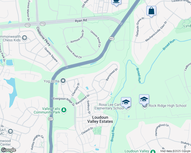 map of restaurants, bars, coffee shops, grocery stores, and more near 43369 Barnstead Drive in Ashburn