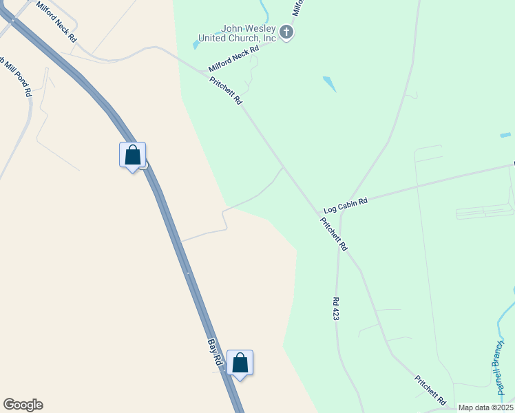 map of restaurants, bars, coffee shops, grocery stores, and more near 985 Pritchett Road in Milford