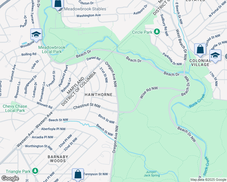map of restaurants, bars, coffee shops, grocery stores, and more near 6960 Oregon Avenue Northwest in Washington