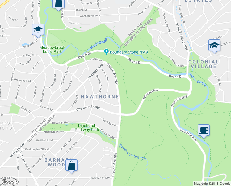 map of restaurants, bars, coffee shops, grocery stores, and more near 6960 Oregon Avenue Northwest in Washington