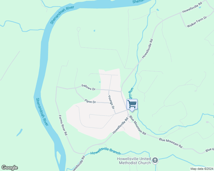 map of restaurants, bars, coffee shops, grocery stores, and more near 92 Youngs Drive in Front Royal