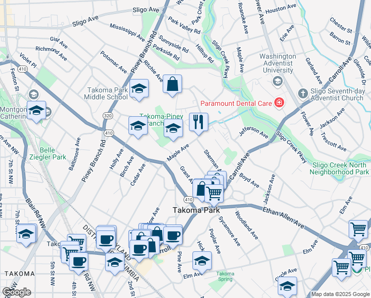 map of restaurants, bars, coffee shops, grocery stores, and more near 101 Independence Avenue Southeast in Washington