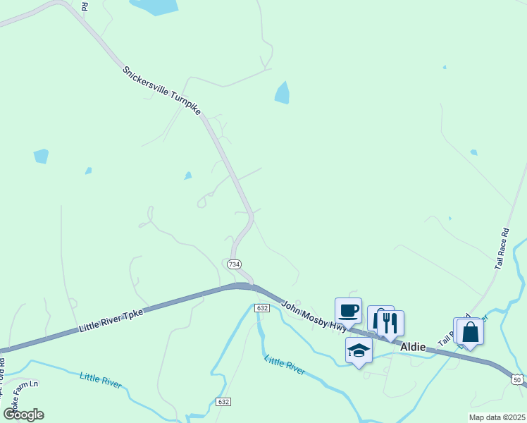 map of restaurants, bars, coffee shops, grocery stores, and more near 41080 Snickersville Turnpike in Aldie