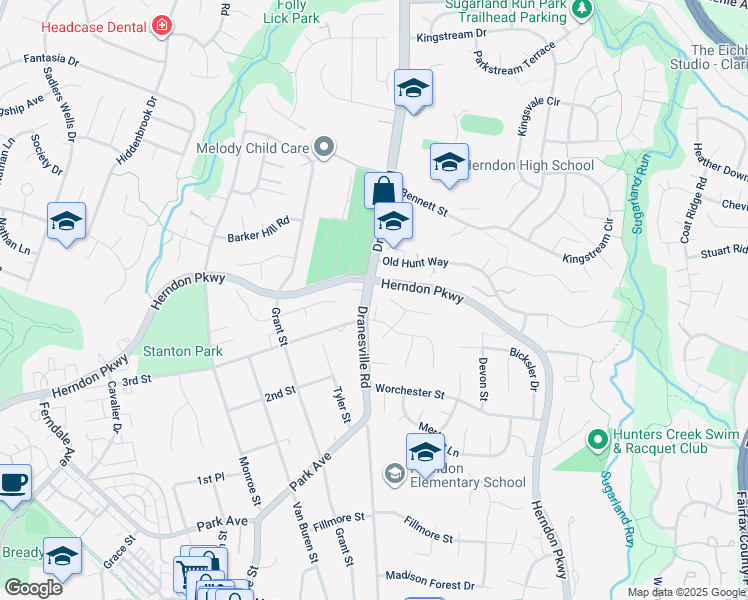 map of restaurants, bars, coffee shops, grocery stores, and more near 717 Jenny Ann Court in Herndon