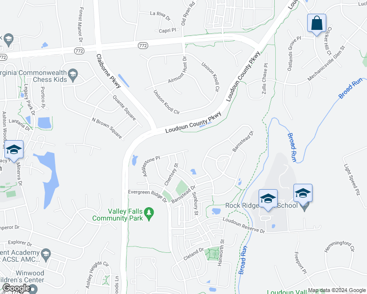 map of restaurants, bars, coffee shops, grocery stores, and more near 43088 Addlestone Place in Ashburn