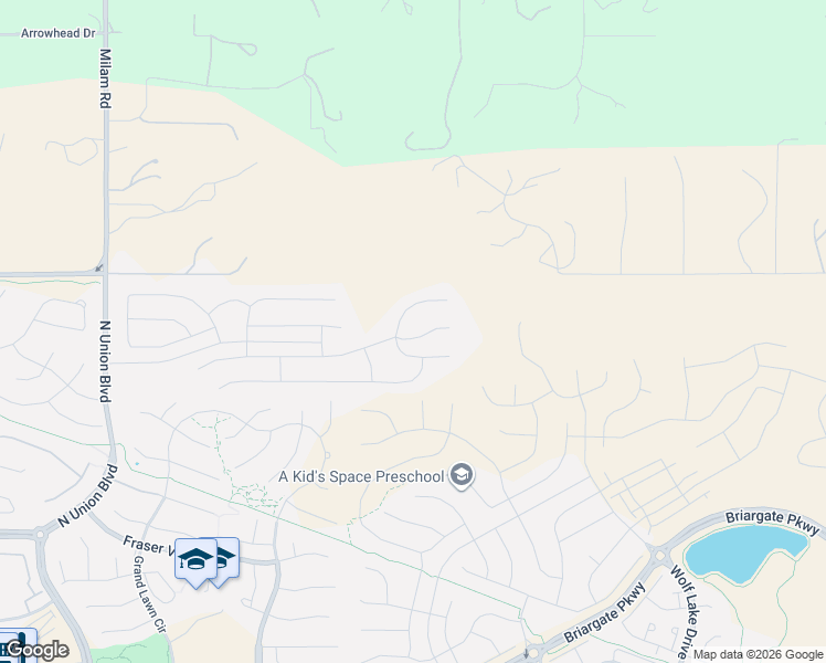 map of restaurants, bars, coffee shops, grocery stores, and more near 5585 Makalu Dr in Colorado Springs