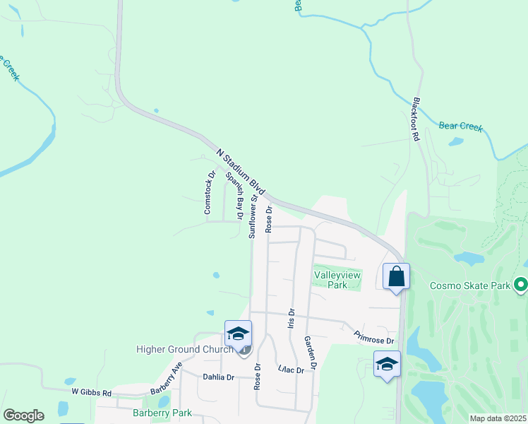 map of restaurants, bars, coffee shops, grocery stores, and more near 2509 Rose Drive in Columbia