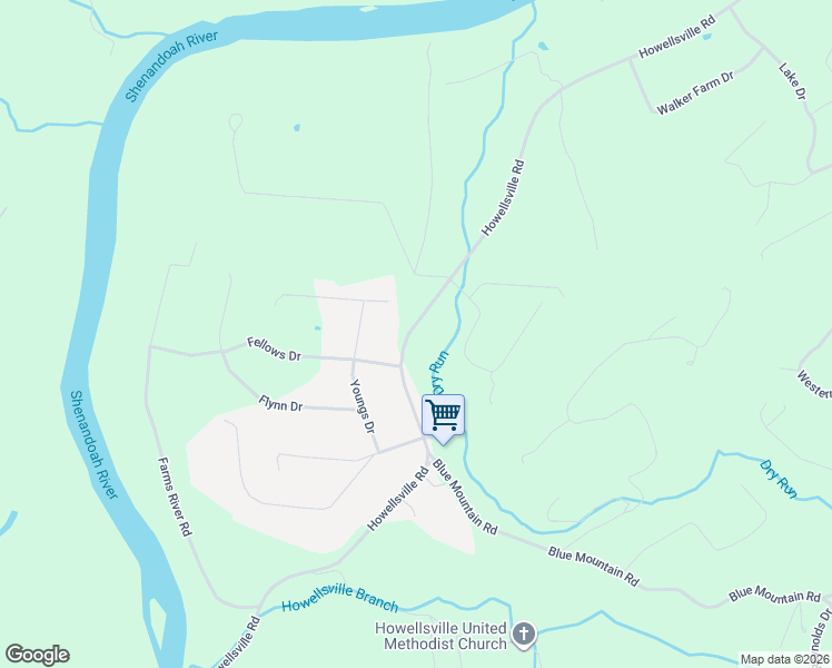 map of restaurants, bars, coffee shops, grocery stores, and more near in Shenandoah Farms