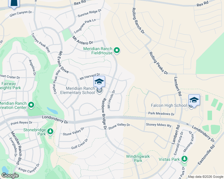 map of restaurants, bars, coffee shops, grocery stores, and more near 10410 Mount Lincoln Drive in Peyton