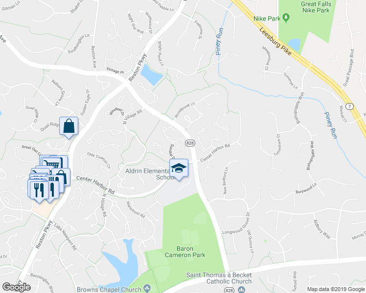 map of restaurants, bars, coffee shops, grocery stores, and more near 1334 Garden Wall Circle in Reston