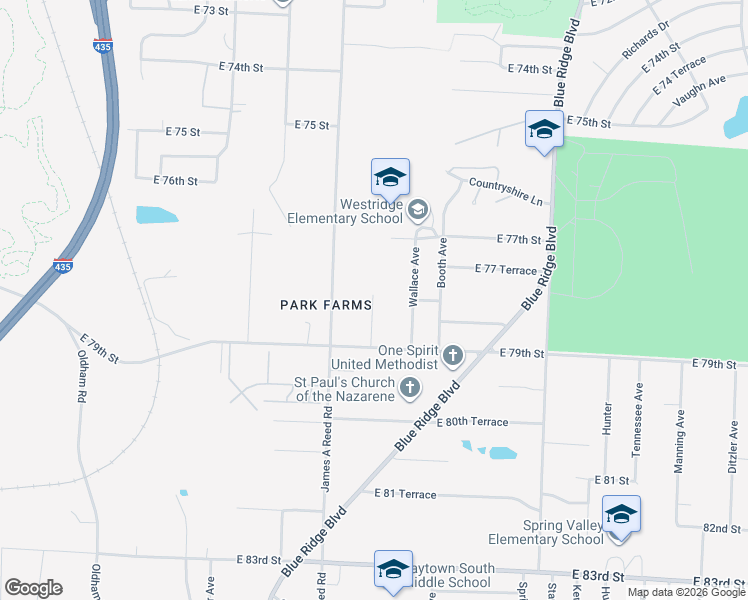map of restaurants, bars, coffee shops, grocery stores, and more near 7830 Donnelly Avenue in Kansas City