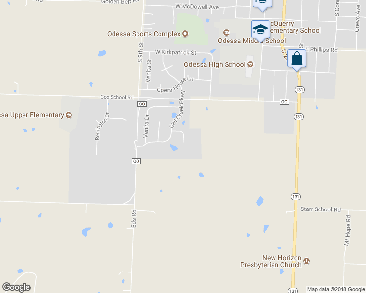 map of restaurants, bars, coffee shops, grocery stores, and more near 999 Clayton Place in Odessa
