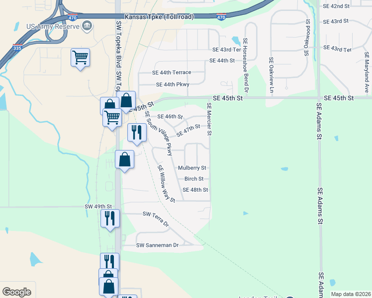 map of restaurants, bars, coffee shops, grocery stores, and more near 4701-4719 Southeast Girard Street in Topeka
