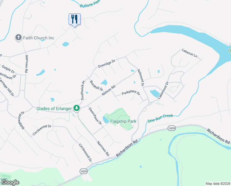 map of restaurants, bars, coffee shops, grocery stores, and more near 802 Nelson Road in Erlanger