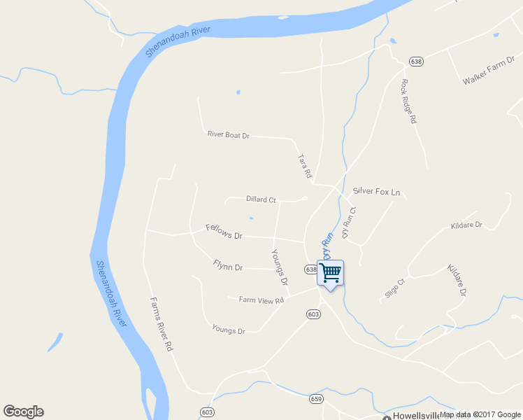 map of restaurants, bars, coffee shops, grocery stores, and more near 132 Dillard Court in Front Royal