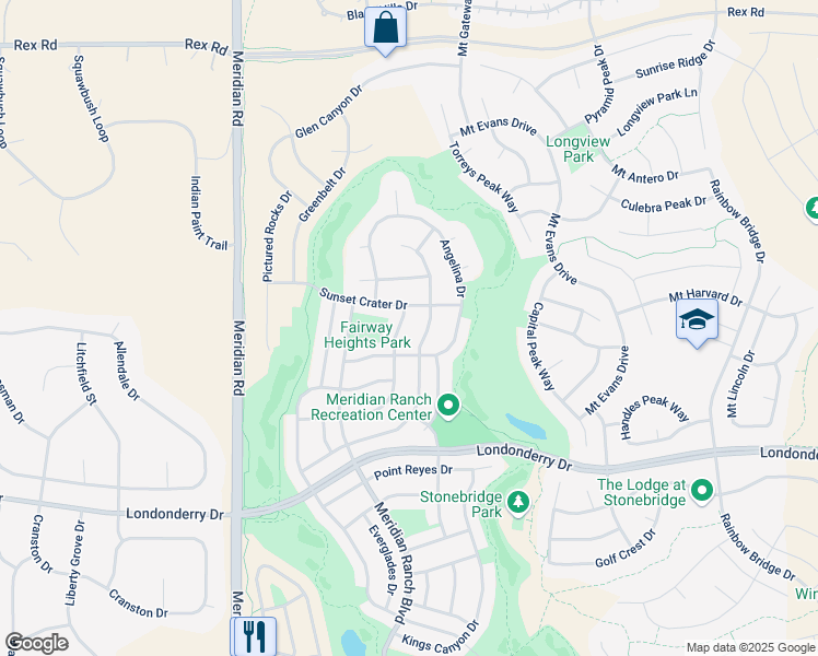 map of restaurants, bars, coffee shops, grocery stores, and more near 12339 Sleeping Bear Drive in Peyton