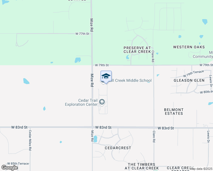 map of restaurants, bars, coffee shops, grocery stores, and more near 8001 Mize Road in Lenexa