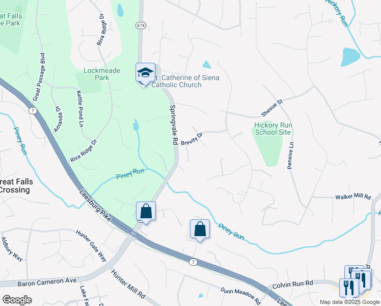 map of restaurants, bars, coffee shops, grocery stores, and more near 10525 Brevity Drive in Great Falls