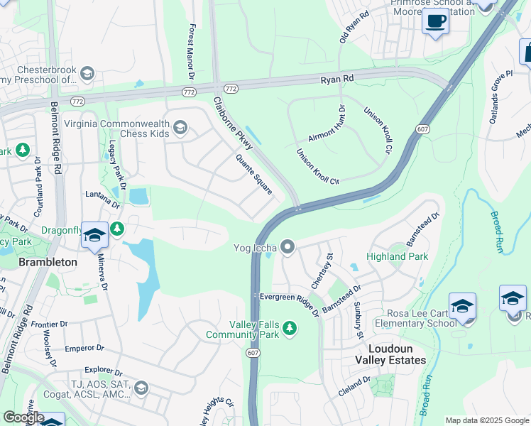 map of restaurants, bars, coffee shops, grocery stores, and more near 42983 Pascale Terrace in Ashburn