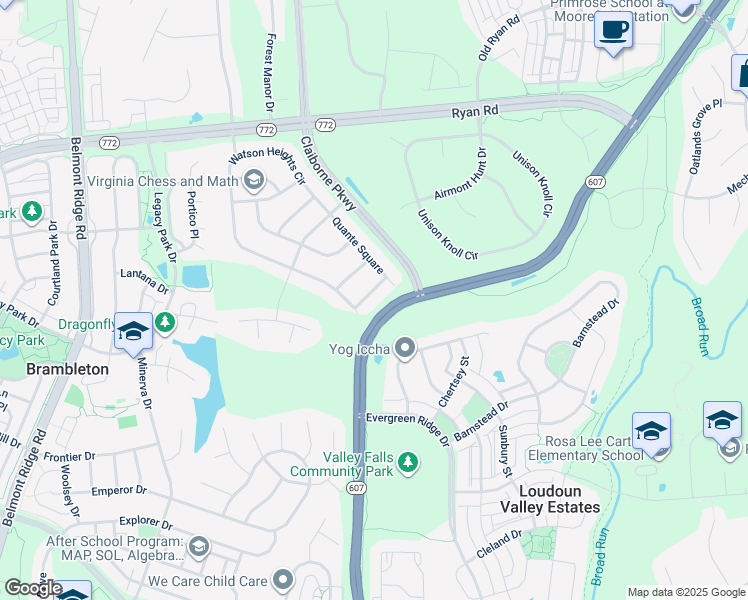 map of restaurants, bars, coffee shops, grocery stores, and more near 42983 Pascale Terrace in Ashburn